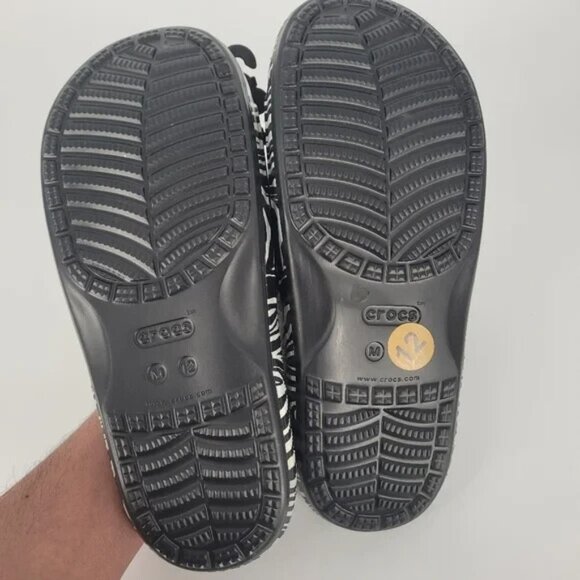 Crocs Sandals Slides Slip on Animal Print Zebra Black Men\'s Size 12 NWT main image 7